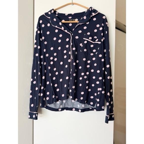 kate spade Other - Kate Spade Navy Polka Dot PJ Top Cottagecore Cozy Sleepwear L